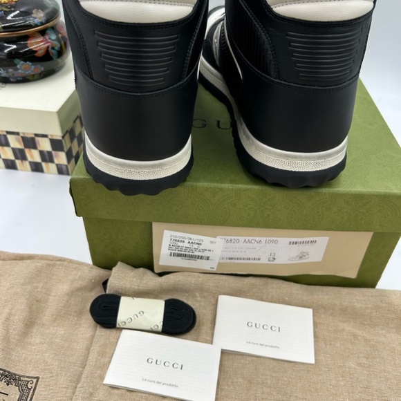 Men’s Gucci Mac 80 high top leather sneakers size 13 made in Italy - Picture 6 of 11